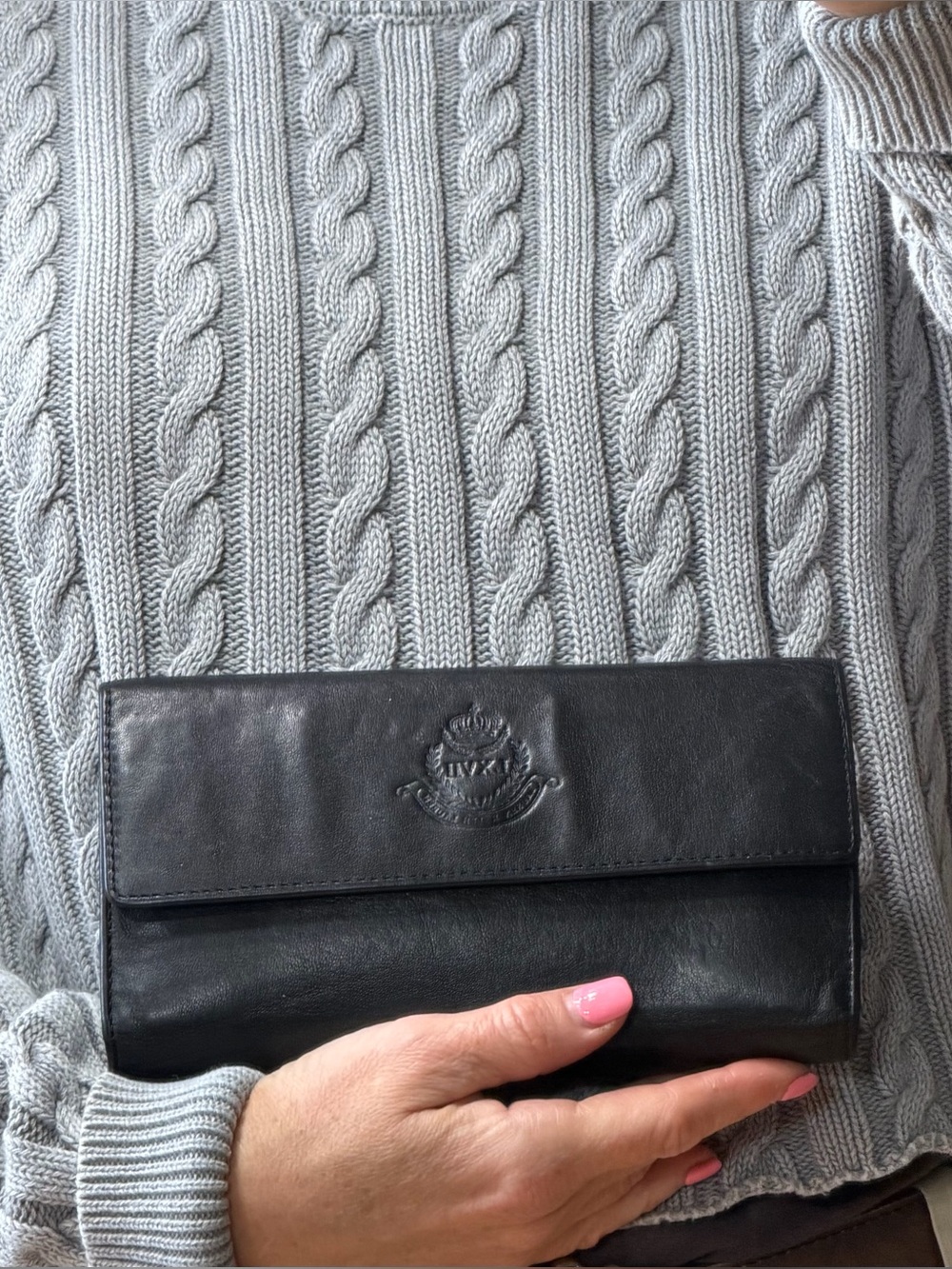 Lauren Ralph Lauren Old Money Y2K Vintage Tattersall Leather Wallet Black VGVC